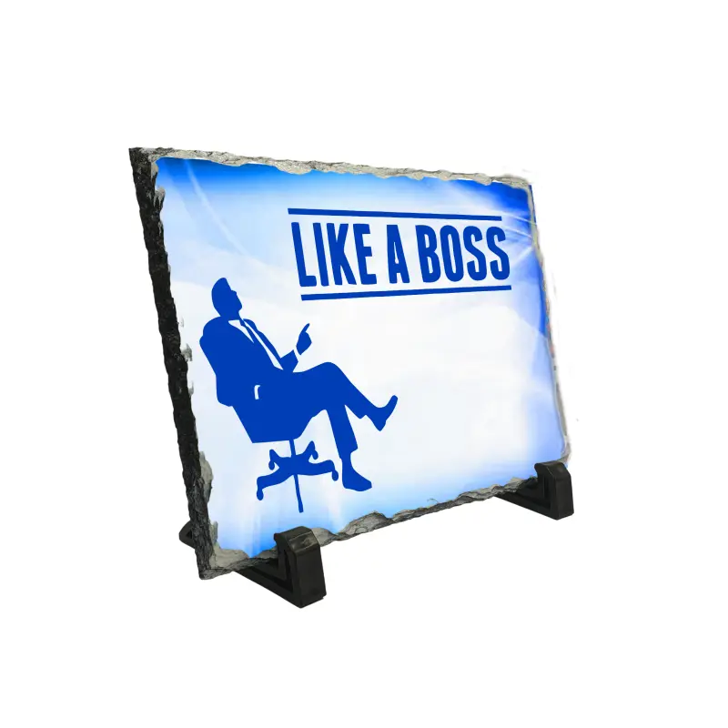 Like a boss, piatra ardezie personalizata, cu mesaj model pa014
